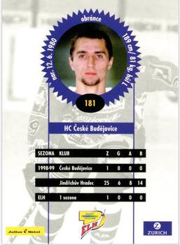 1999-00 Czech OFS #181 Josef Jindra Back