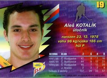 2000-01 Czech OFS #19 Ales Kotalik Back