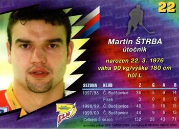 2000-01 Czech OFS #22 Martin Strba Back