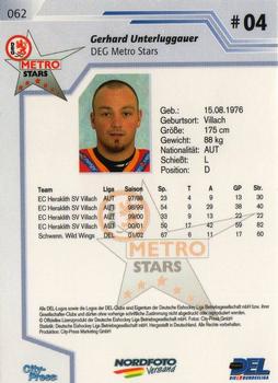 2002-03 Playercards (DEL) #62 Gerhard Unterluggauer Back