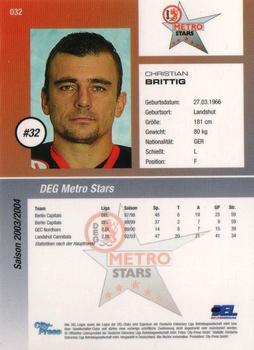 2003-04 Playercards (DEL) #32 Christian Brittig Back
