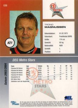 2003-04 Playercards (DEL) #36 Trond Magnussen Back