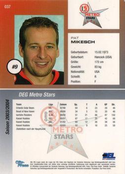 2003-04 Playercards (DEL) #37 Pat Mikesch Back