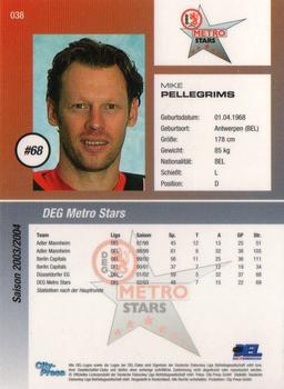 2003-04 Playercards (DEL) #38 Mike Pellegrims Back