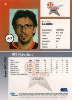 2003-04 Playercards (DEL) #42 Martin Ulrich Back