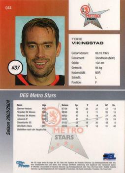 2003-04 Playercards (DEL) #44 Tore Vikingstad Back
