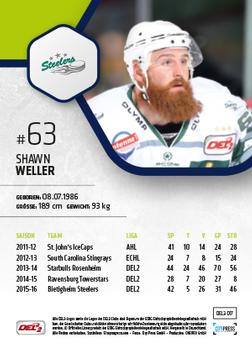 2016-17 Playercards (DEL2) #DEL2-017 Shawn Weller Back