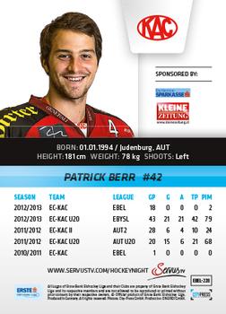 2013-14 Austrian EBEL #228 Patrick Berr Back