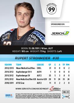 2013-14 Austrian EBEL #259 Rupert Strohmeier Back