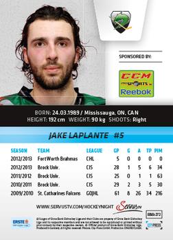 2013-14 Austrian EBEL #272 Jake LaPlante Back