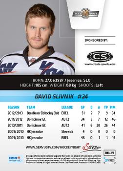 2013-14 Austrian EBEL #279 David Slivnik Back