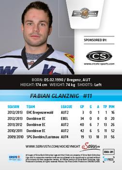 2013-14 Austrian EBEL #281 Fabian Glanznig Back