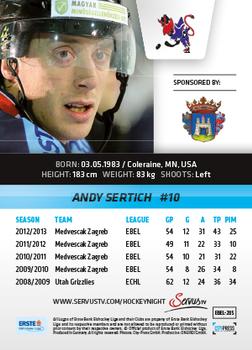 2013-14 Austrian EBEL #285 Andy Sertich Back