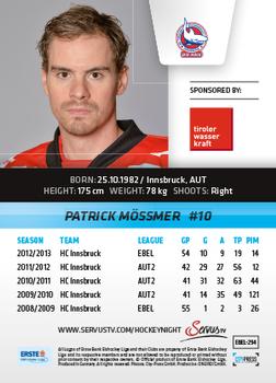 2013-14 Austrian EBEL #294 Patrick Mössmer Back