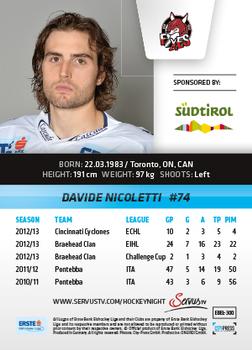 2013-14 Austrian EBEL #300 Davide Nicoletti Back