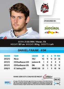 2013-14 Austrian EBEL #304 Daniel Frank Back