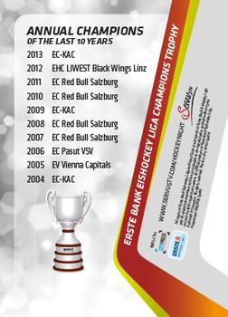 2013-14 Austrian EBEL #NNO ErsteBank Champions Trophy Back