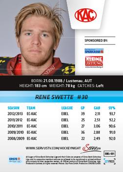 2013-14 Austrian EBEL #1 Rene Swette Back