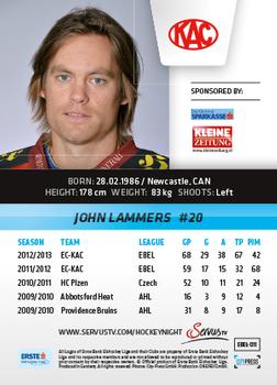 2013-14 Austrian EBEL #11 John Lammers Back
