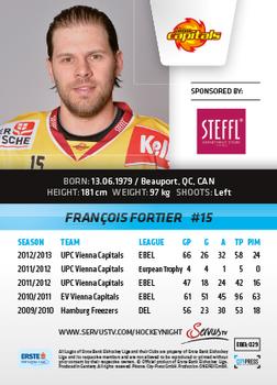2013-14 Austrian EBEL #29 Francois Fortier Back