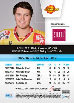 2013-14 Austrian EBEL #36 Dustin Sylvester Back