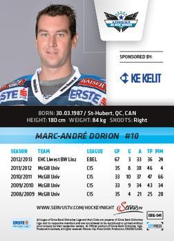 2013-14 Austrian EBEL #41 Marc-Andre Dorion Back