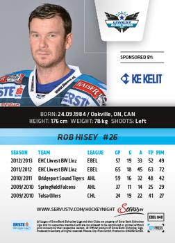 2013-14 Austrian EBEL #48 Rob Hisey Back