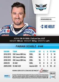2013-14 Austrian EBEL #49 Fabian Scholz Back