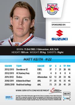 2013-14 Austrian EBEL #70 Matt Keith Back