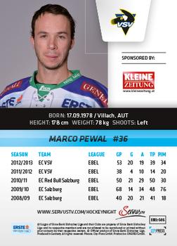 2013-14 Austrian EBEL #86 Marco Pewal Back