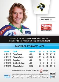 2013-14 Austrian EBEL #90 Michael Forney Back