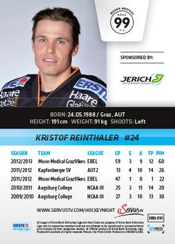 2013-14 Austrian EBEL #93 Kristof Reinthaler Back
