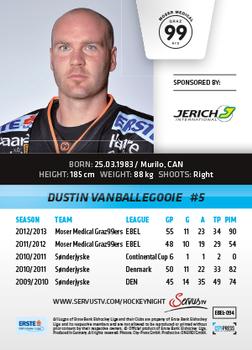 2013-14 Austrian EBEL #94 Dustin vanBallegooie Back