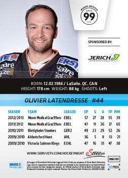 2013-14 Austrian EBEL #103 Olivier Latendresse Back