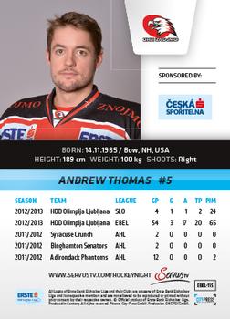 2013-14 Austrian EBEL #115 Andrew Thomas Back