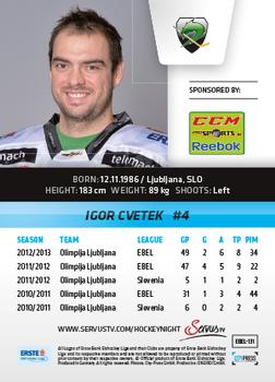 2013-14 Austrian EBEL #131 Igor Cvetek Back