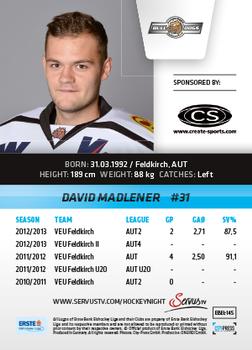 2013-14 Austrian EBEL #145 David Madlener Back