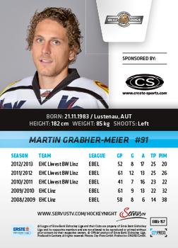 2013-14 Austrian EBEL #157 Martin Grabher-Meier Back