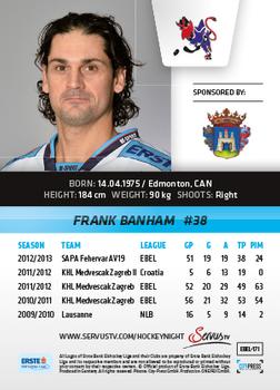 2013-14 Austrian EBEL #171 Frank Banham Back