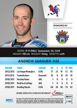 2013-14 Austrian EBEL #179 Andrew Sarauer Back