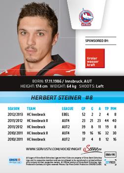 2013-14 Austrian EBEL #195 Herbert Steiner Back