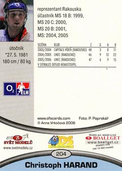 2006-07 Czech OFS #204 Christoph Harand Back