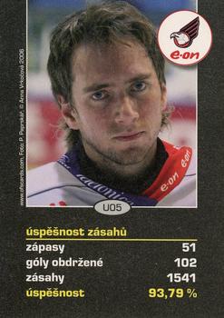 2006-07 Czech OFS - Goalies I - Save Percentage Leaders #U05 Jiri Trvaj Back