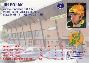 2003-04 Czech OFS #33 Jiri Polak Back