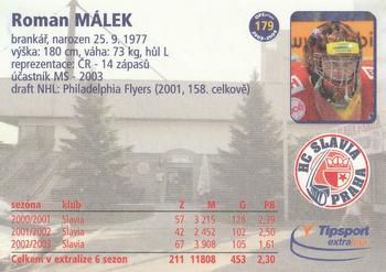 2003-04 Czech OFS #179 Roman Malek Back