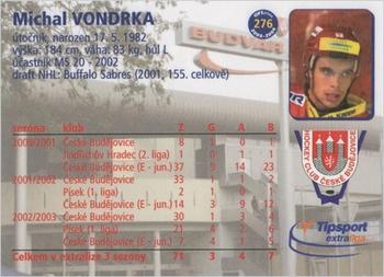 2003-04 Czech OFS #276 Michal Vondrka Back