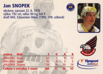 2003-04 Czech OFS - Insert H #H8 Jan Snopek Back