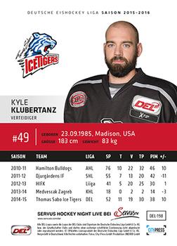 2015-16 Playercards Premium Series 1 (DEL) #DEL-198 Kyle Klubertanz Back