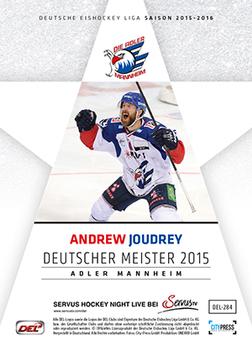 2015-16 Playercards Premium Series 1 (DEL) #DEL-284 Andrew Joudrey Back