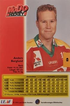 1994-95 Leaf Elit Set (Swedish) #9 Anders Berglund Back